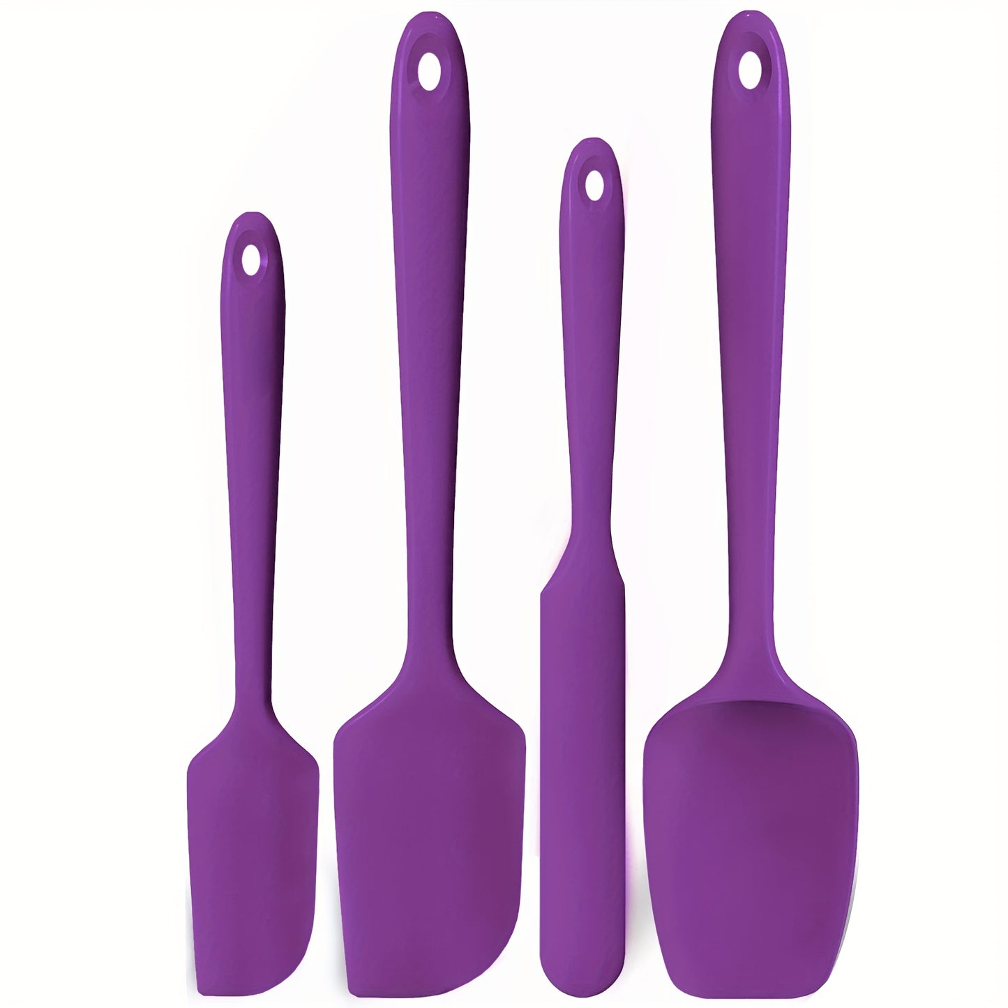 Heat Resistant Spatula 4pcs Heat Resistant Silicone Spatula Set, Durable Rubber Kitchen Utensils for Nonstick Cookware, Seamless Design, Red, up to 600°F, 4 Sizes