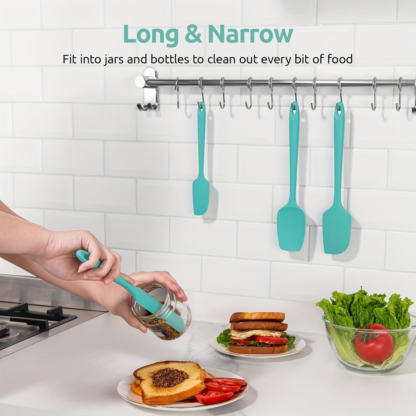 Heat Resistant Spatula 4pcs Heat Resistant Silicone Spatula Set, Durable Rubber Kitchen Utensils for Nonstick Cookware, Seamless Design, Red, up to 600°F, 4 Sizes